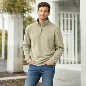 VOS Sports Men’s Quarter-Zip Mock Neck Cotton Blend Pullover Jacket Outerwear M